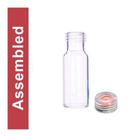 Cp Lab Safety. Wheaton MicroLiter Clear Screw Thread Vial Kit, Natural 9mm Cap, PTFE/Silicone Septa, 100pk 09-1030N-A